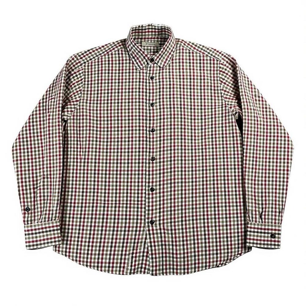 Burberry London Long Sleeve Button Up Shirt Men's S Made In USA Fall Check Flaw